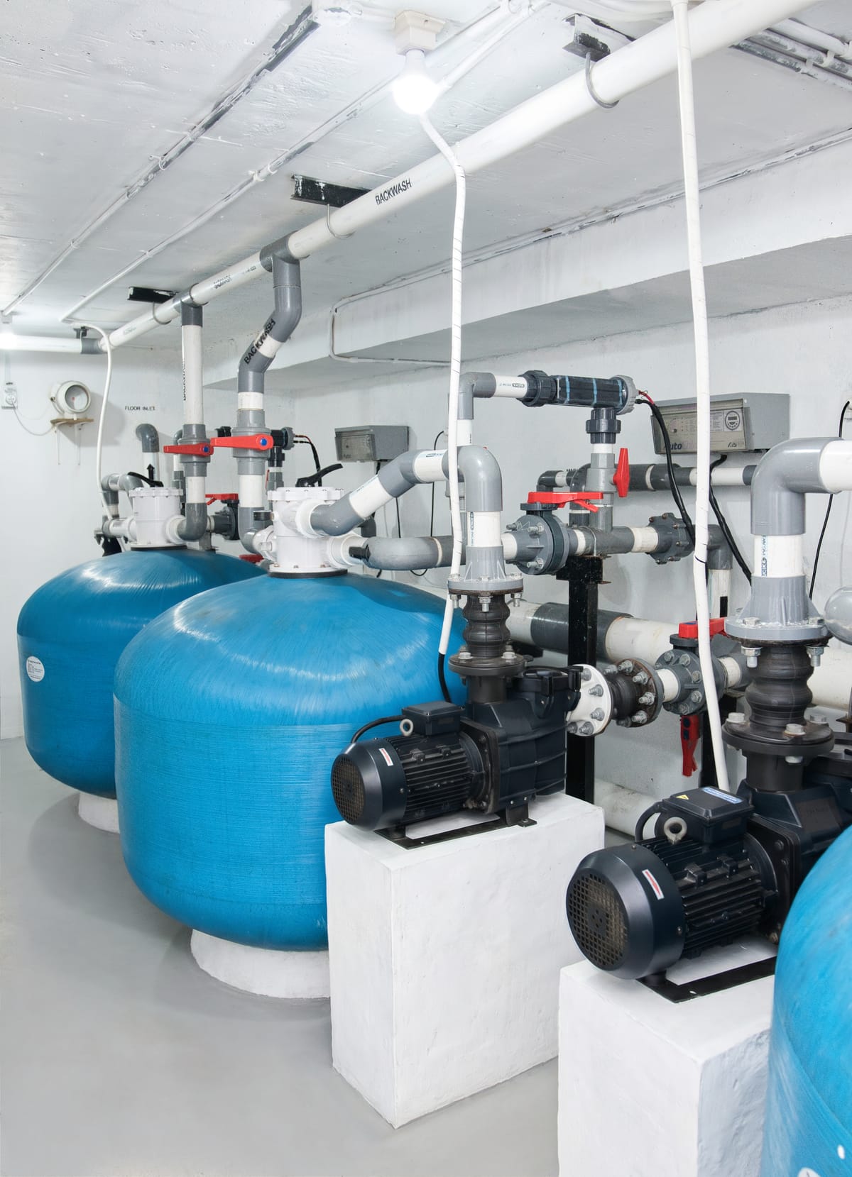 Commercial pool pump room and filtration at Dyatmika International School